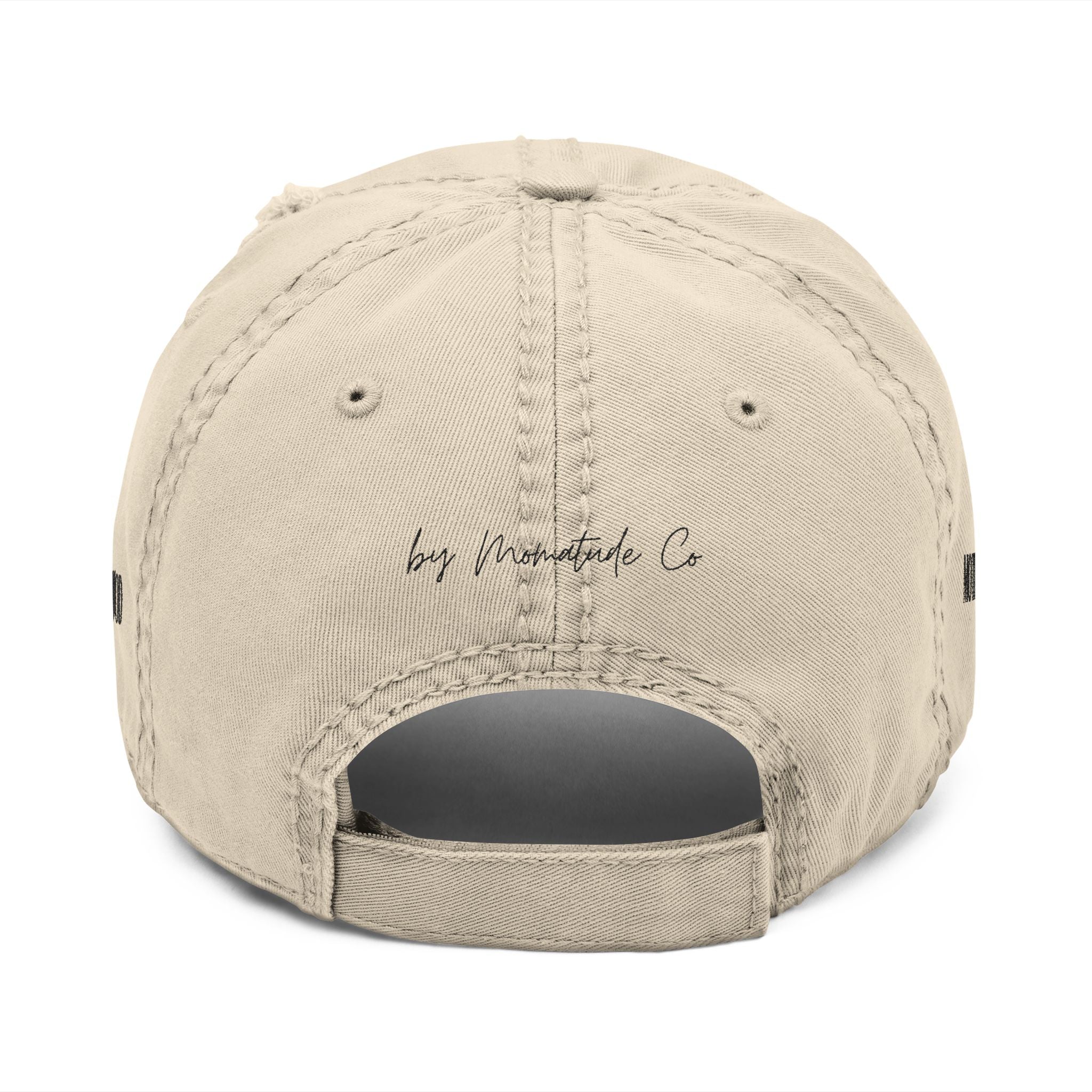 Distressed Embroidered Mom Hat — Monogram "M" Vintage Washed Cap Sand