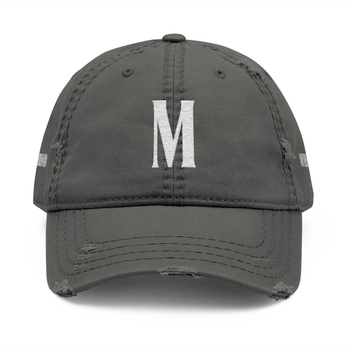 Distressed Embroidered Mom Hat — Monogram "M" Vintage Washed Cap