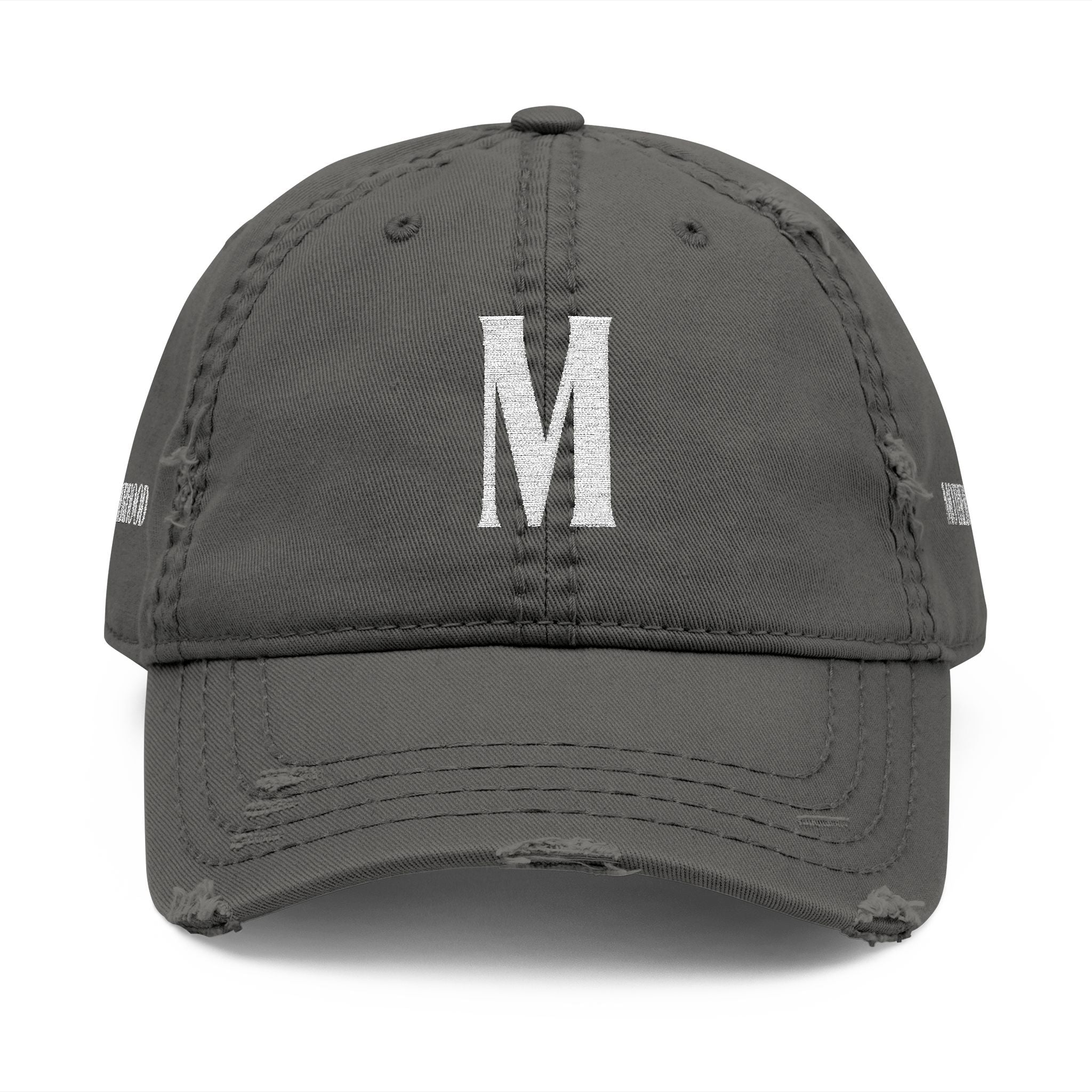 Distressed Embroidered Mom Hat — Monogram "M" Vintage Washed Cap