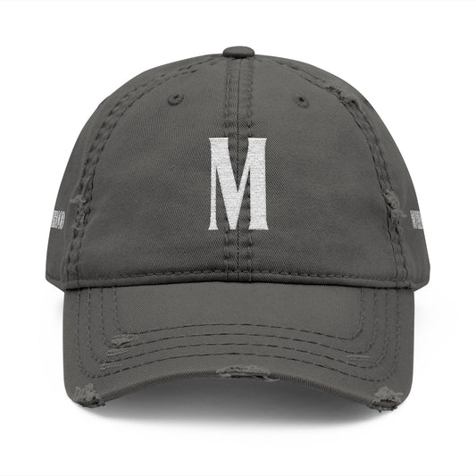 Distressed Embroidered Mom Hat — Monogram "M" Vintage Washed Cap
