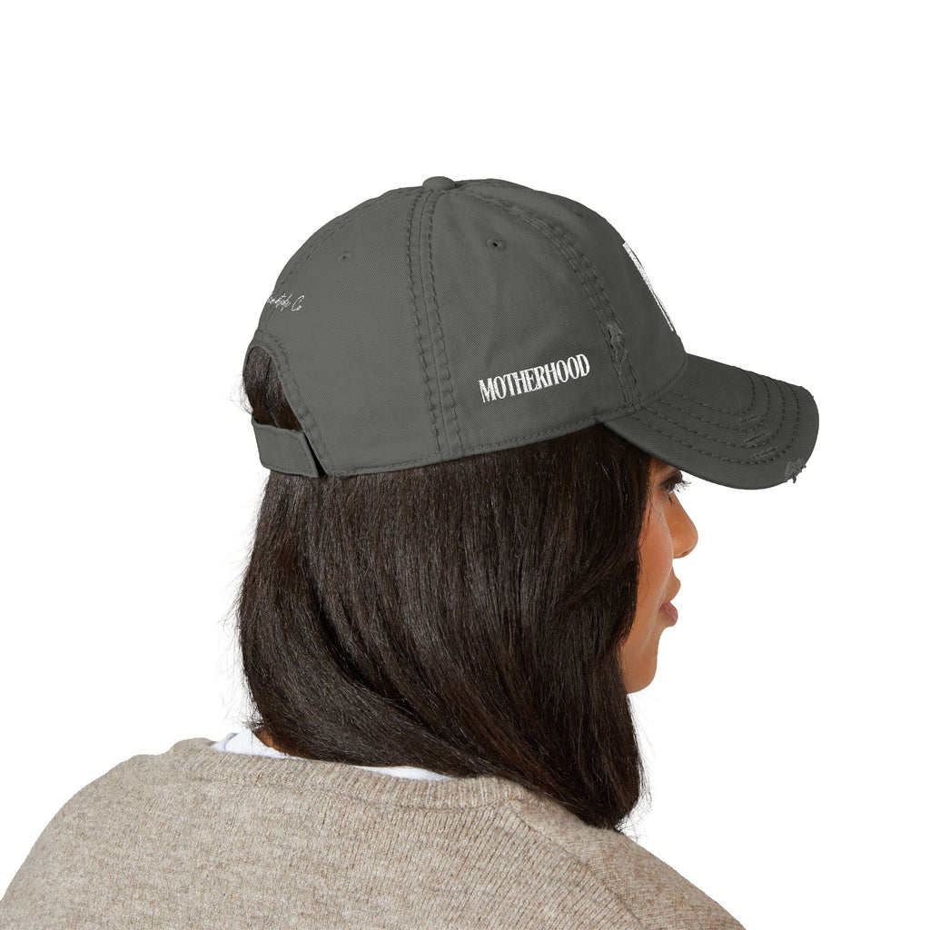 Distressed Embroidered Mom Hat — Monogram "M" Vintage Washed Cap