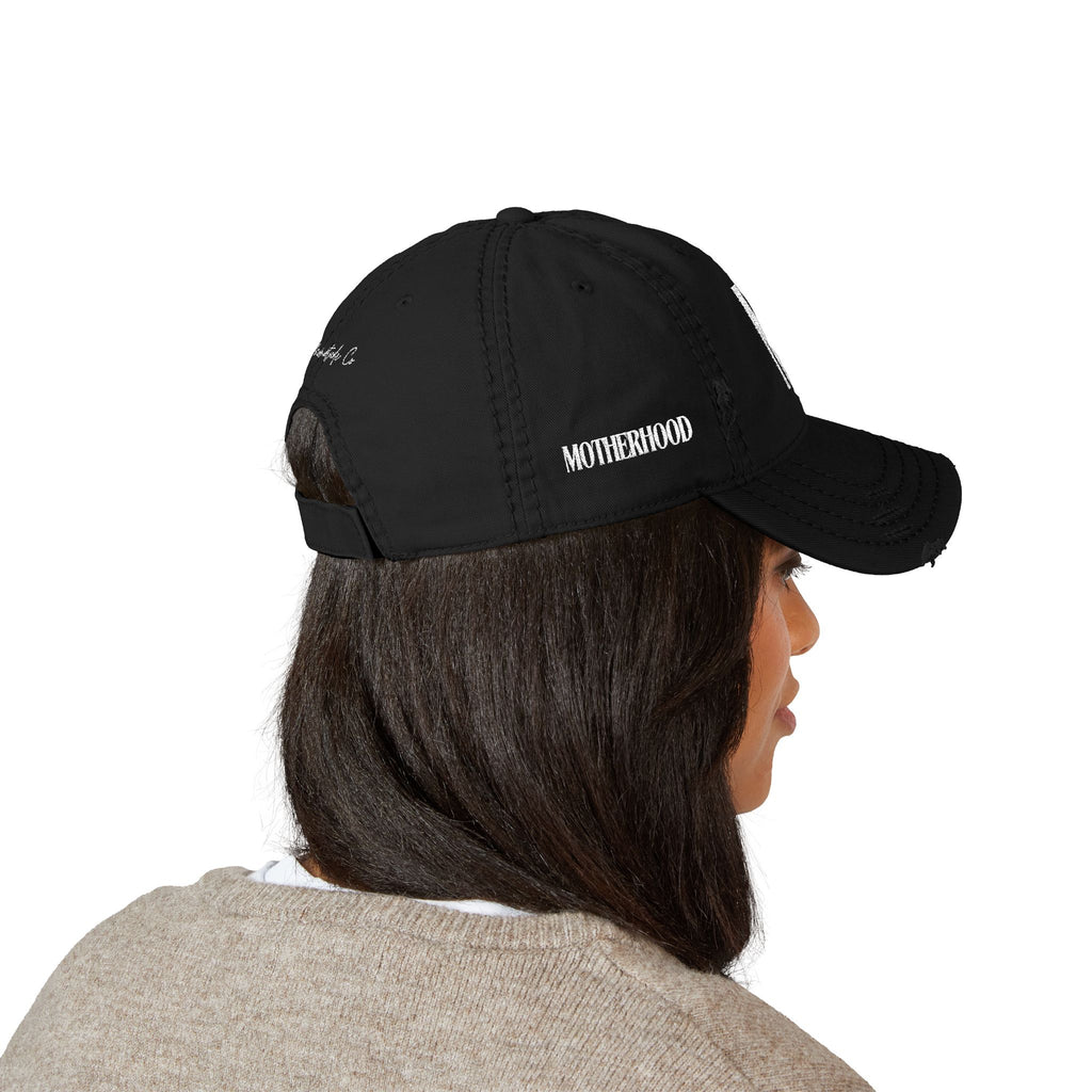Distressed Embroidered Mom Hat — Monogram "M" Vintage Washed Cap