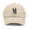Distressed Embroidered Mom Hat — Monogram "M" Vintage Washed Cap Sand
