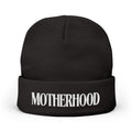 Embroidered "MOTHERHOOD" Knit Beanie – Cozy Mom Winter Hat