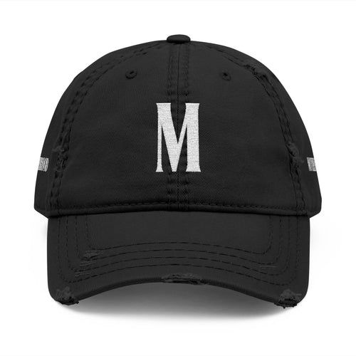 Distressed Embroidered Mom Hat — Monogram "M" Vintage Washed Cap
