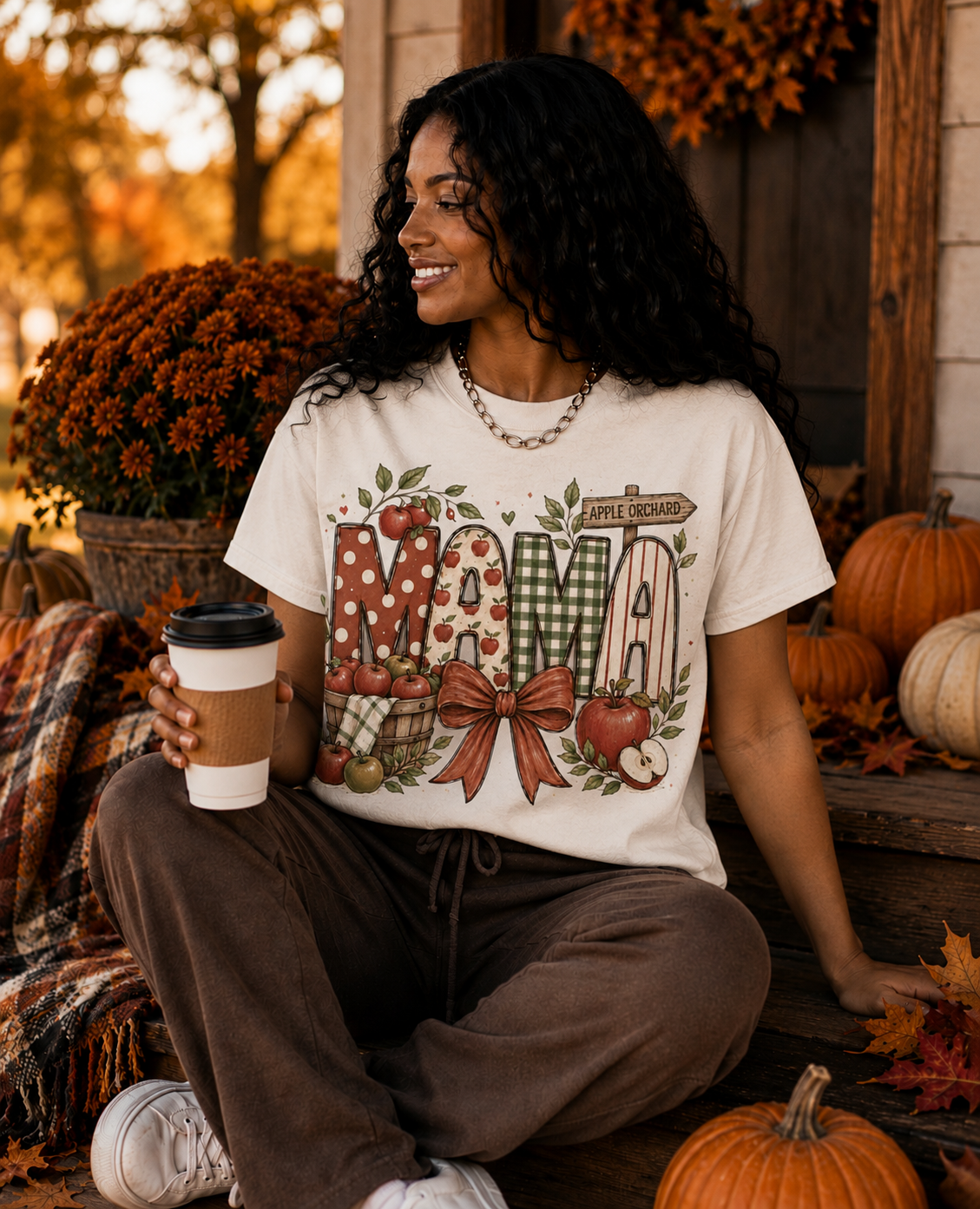 Apple Orchard Mama Tee | Cozy Fall Mom Shirt